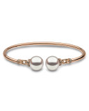18K Rose Gold & Pearl Bangle with Diamonds