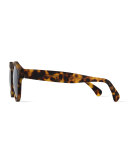 Leonard Mirror Round Sunglasses, Havana