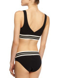 Parallel Surplice-Neck Swim Top, Black