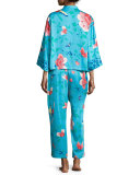 Manila Floral-Print Pajama Set, Blue