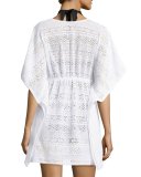 Short Crocheted Tunic Coverup, White