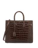 Sac de Jour Small Crocodile-Embossed Satchel Bag, Dark Brown