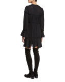 Ashburn Tiered Silk Peasant Dress, Black