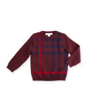 Redbury Jacquard-Check Pullover Sweater, Dark Teal, Size 6M-3Y
