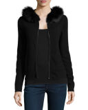 Cashmere Fox-Fur-Trim Hoodie