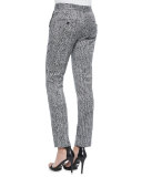 Skinny Herringbone-Print Pants