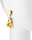 Gold-Plated Hammered Disc Clip Drop Earrings