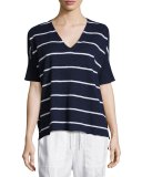 Striped V-Neck Short Sleeve Top