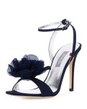 Frolic Flower Grosgrain Sandal, Navy Blue