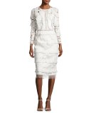 Tiered Lace & Georgette Midi Dress, Ivory
