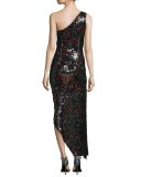 Blanca Sequined One-Shoulder High-Low Dress, Multi