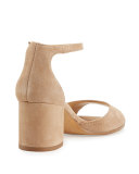 Susie Ankle-Strap Block-Heel Sandal, Beige