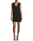 Phoebe Sleeveless Crepe Dress, Black