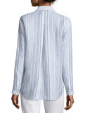 Sabira Long-Sleeve Blouse, Black Multi