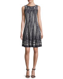 Dashed Diamonds Twirl Dress, Multi