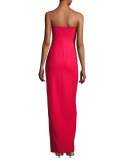 Carly Paneled Strapless Ponte Gown, Cardinal
