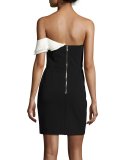 Imani Ruffle-Trim One-Shoulder Mini Dress, Black