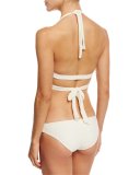 Sirena Patterned Wrap Swim Top, Beige