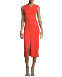 Sleeveless Cross-Back Midi Dress, Sunburst