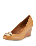 Sally Logo Wedge Pump, Royal Tan/Gold