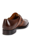 Schuman Leather Monk-Strap Shoe, Brown