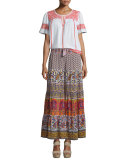 Denueve Mixed-Print Maxi Skirt, Saigon 