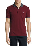 Contrast-Trim Piqué Polo Shirt, Parade Red Melange
