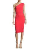 Mila One-Shoulder Sheath Dress, Red