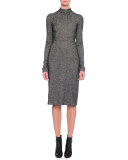 Long-Sleeve Mock-Neck Sheath Dress
