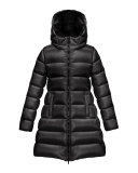 Suyen Hooded Long Puffer Coat, Black, Sizes 4-6
