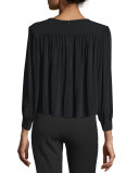 Juniper Shirred Boxy Jersey Top, Black
