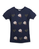Dolman-Sleeve Popcorn T-Shirt Dress, Blue, Size 6-10