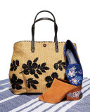 Kerrington Straw Square Tote Bag, Natural