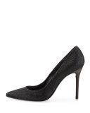 Nouveau Metallic Pointy-Toe Pump, Black
