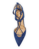 Taylor Suede Lace-Up Pump, Royal Blue