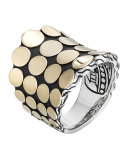 Dot Silver & 18k Gold Saddle Ring, Size 7