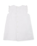 Sleeveless Embroidered Pique Shift Dress, White, Size 2-4T