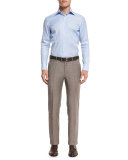 Sharkskin Trofeo Wool Flat-Front Trousers, Tan