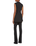 Front-Panel Long Vest, Black