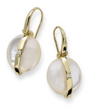 18K Senso  Round Wrapped Mother-of-Pearl & Diamond Earrings