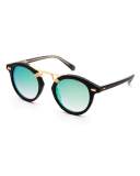 STL II Round Iridescent Sunglasses, Black