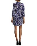 spinner drawstring silk shirtdress, blue