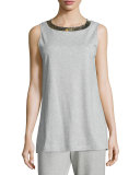 Sequined-Neck Long Tank