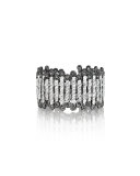 Spring Silver Band Ring with Diamonds, Sz 6