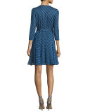 Irina Diagonal Dots Silk Wrap Dress