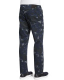 Graduate Camo-Print Jeans, Blue Pattern