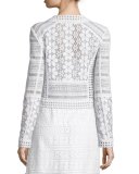Arlette Cropped Lace Zip-Front Jacket, White