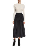 Pleated Midi Skirt, Black