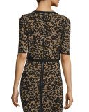 Half-Sleeve Floral Shrug, Black