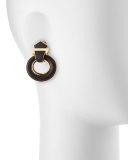 18k Gold Ebony Buckle Earrings